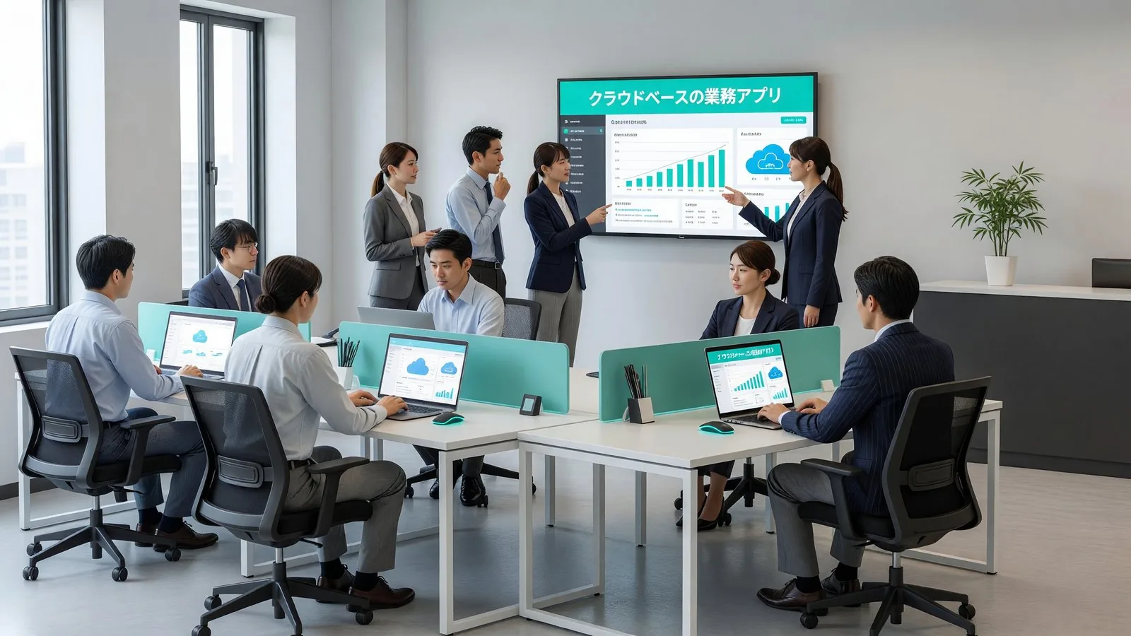 クラウド型の業務アプリケーションを利用するオフィスの様子